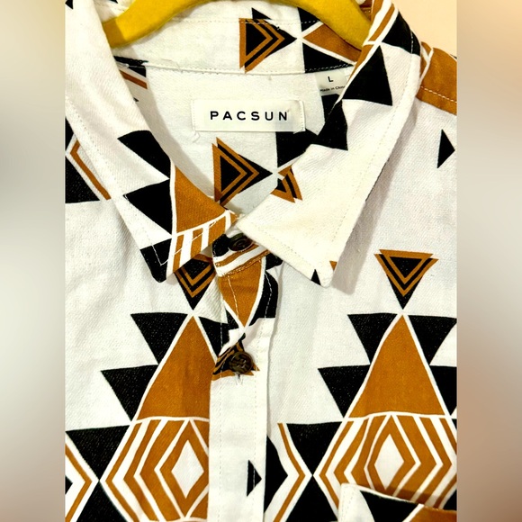NWOT Pacsun Men’s Western Aztec 100% Cotton Long Sleeve Button Down Shirt Large - Picture 6 of 8